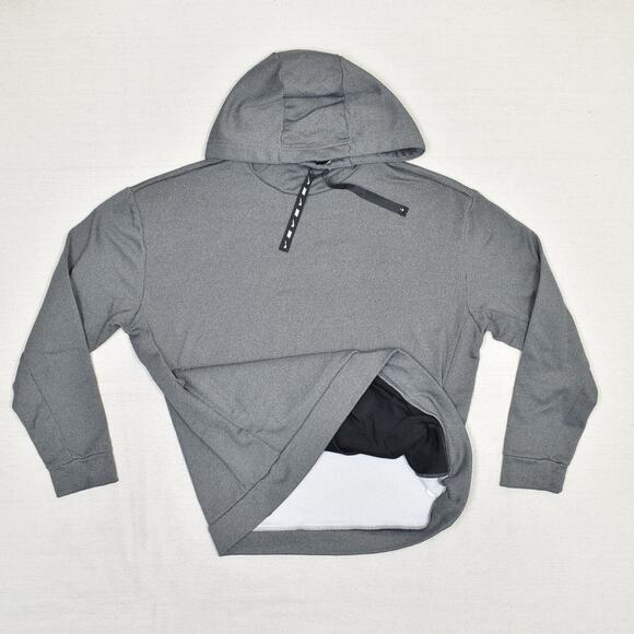 Nike Men's Pullover Hoodie High Neck Solid Polyester Gray Size M Pockets - Picture 2 of 8
